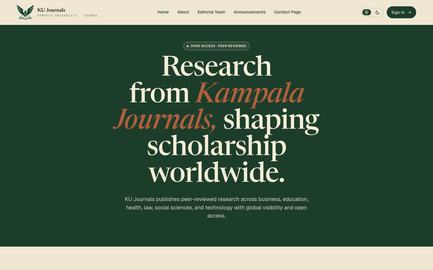 KU Journals public interface