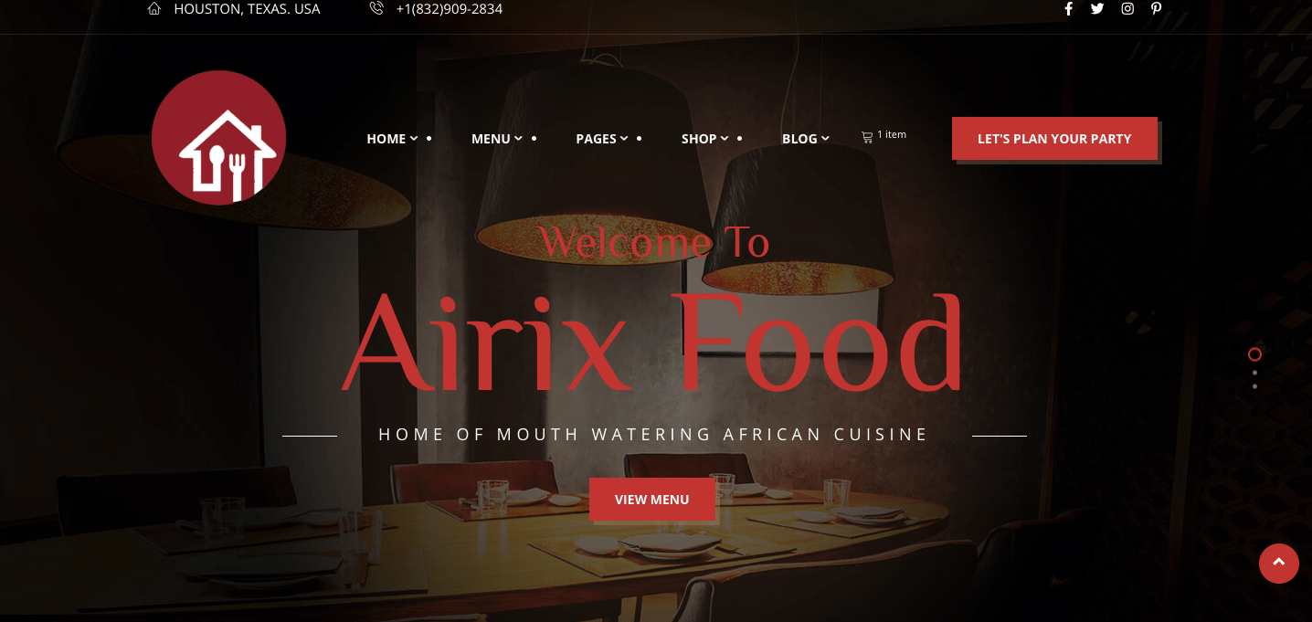 Airix Food public website