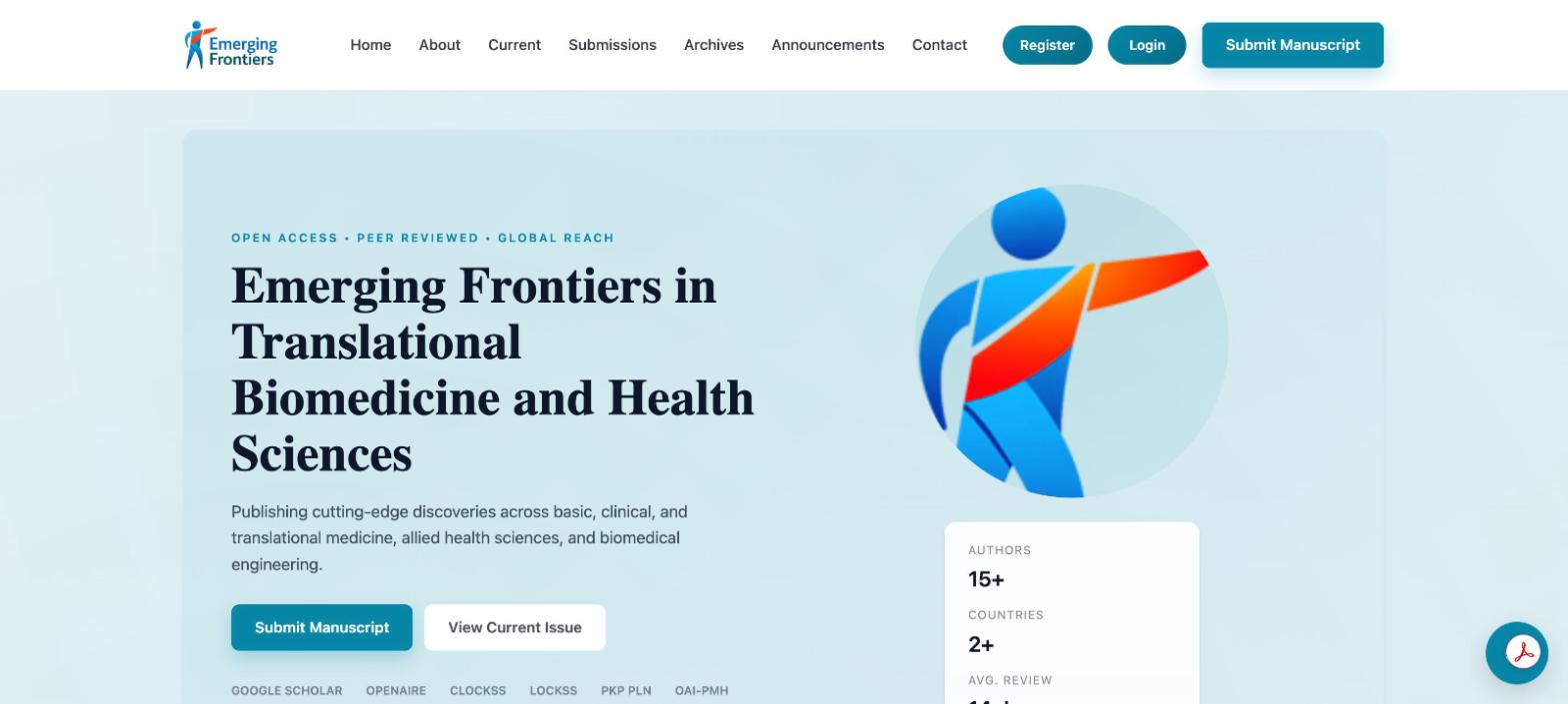 Emerging Frontiers in Translational Biomedicine and Health Sciences public website