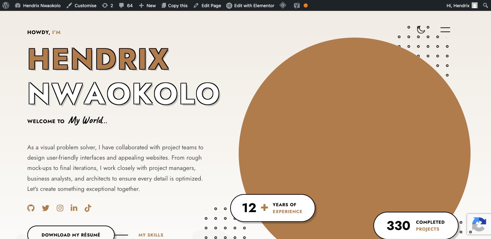 Hendrix Nwaokolo portfolio public website