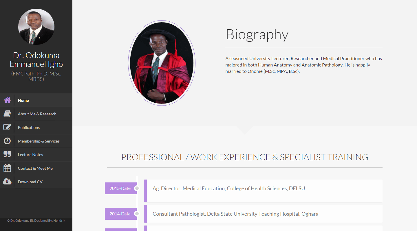 Prof. Emmanuel Odokuma academic profile archive